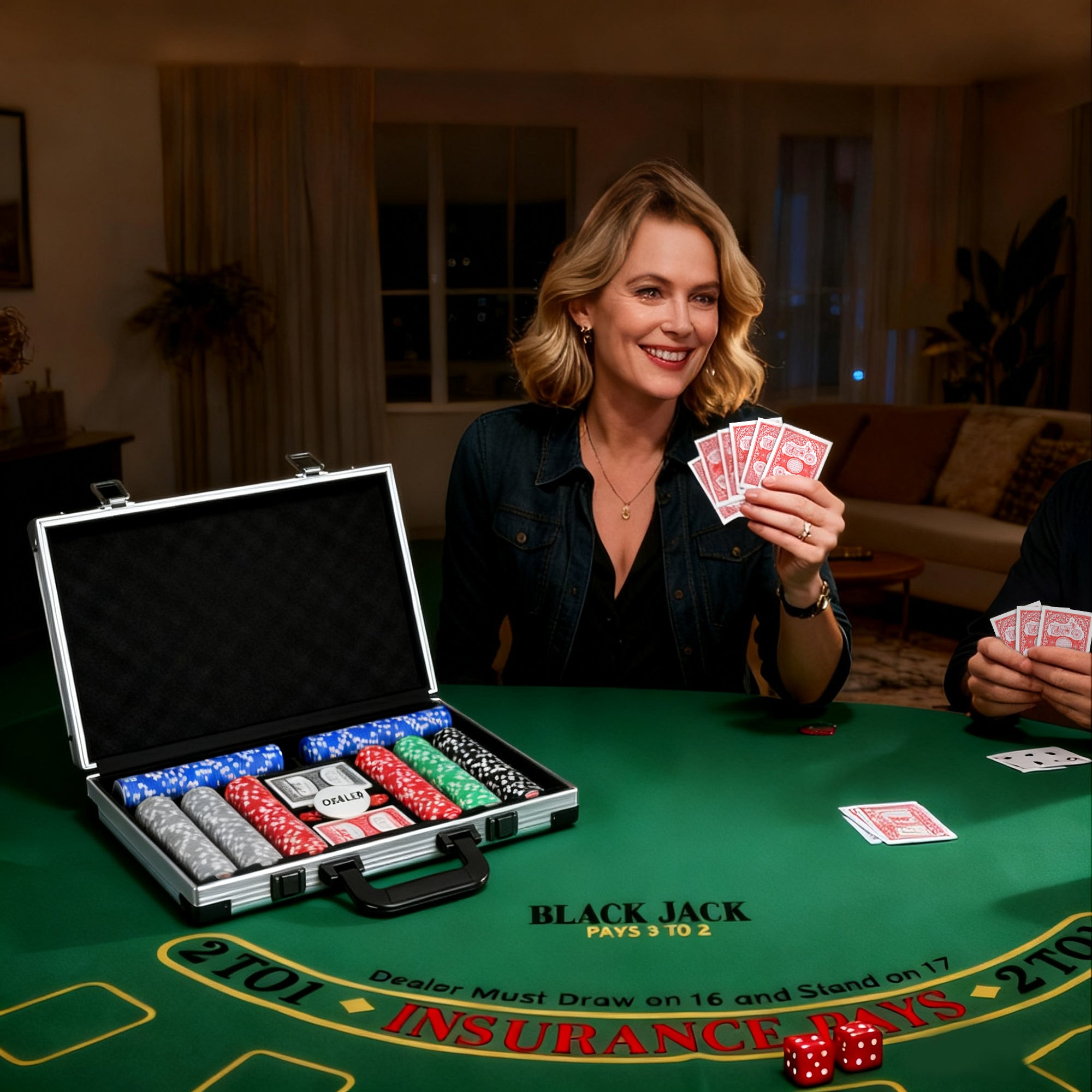 Kozy 400-Piece Poker Chips Set with Lightweight ABS Case, Casino Texas Holdem Poker Set with Mat, 11.5g Numbered Poker Chips, Two Decks of Cards, Dealer, Five Dices, Grey