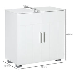 Kleankin Modern Bathroom Vanity Unit, Pedestal Under Sink Cabinet, Storage Cupboard with Double Doors, Adjustable Shelf, White. | Aosom UK