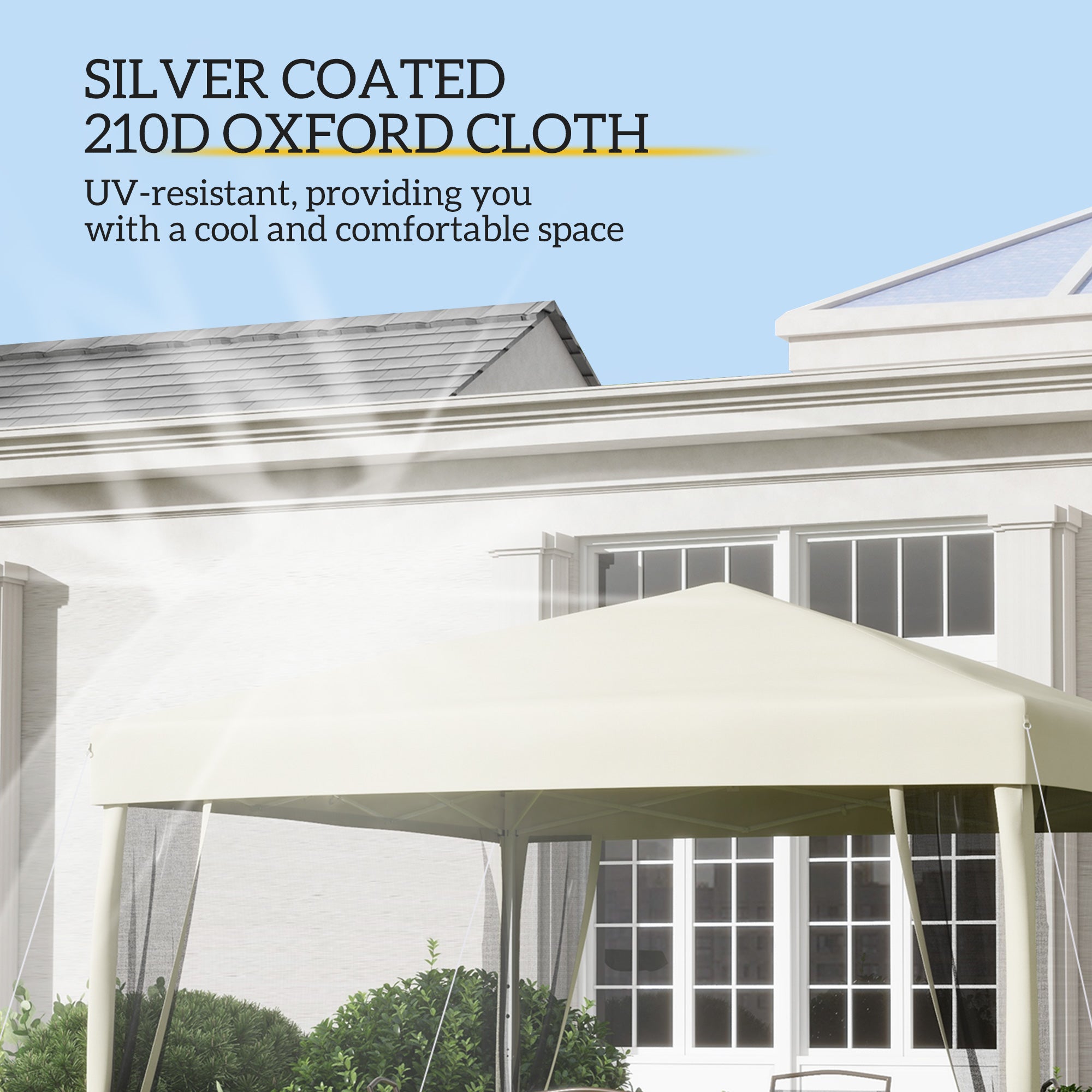 Kozy 3 x 3(m) Pop Up Gazebo with 4 Mesh Sides and Carry Bag, Height Adjustable Party Canopy Tent, Portable Garden Outdoor