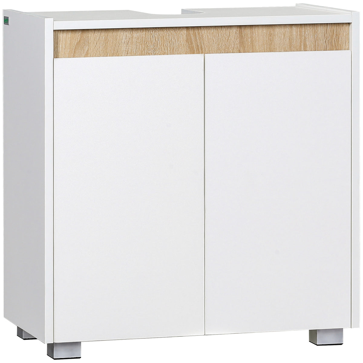Kozy Modern Bathroom Sink Cabinet, Floor Standing Under Sink Cabinet, Freestanding Storage Cupboard with Double Doors, White