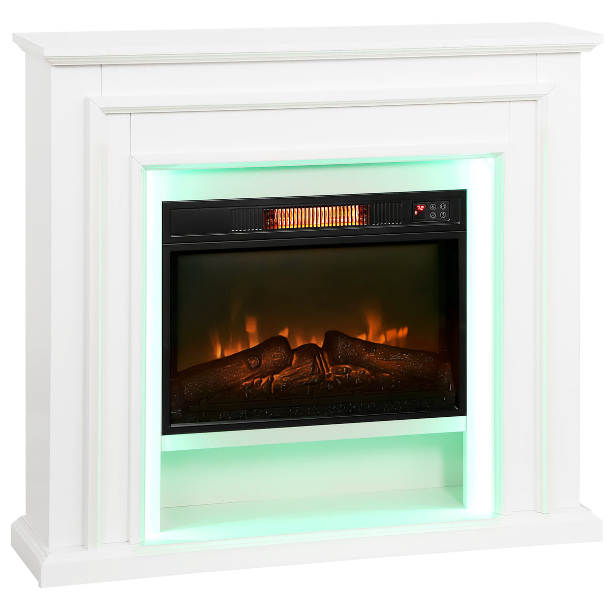 Kozy Electric Fireplace with Surround, LED Lights, 38" 1800W Inset Electric Fire and Mantel Reach up to 30 m² with Realistic Flame Effect & 3 Brightness, Remote & Timer for Living Room, White