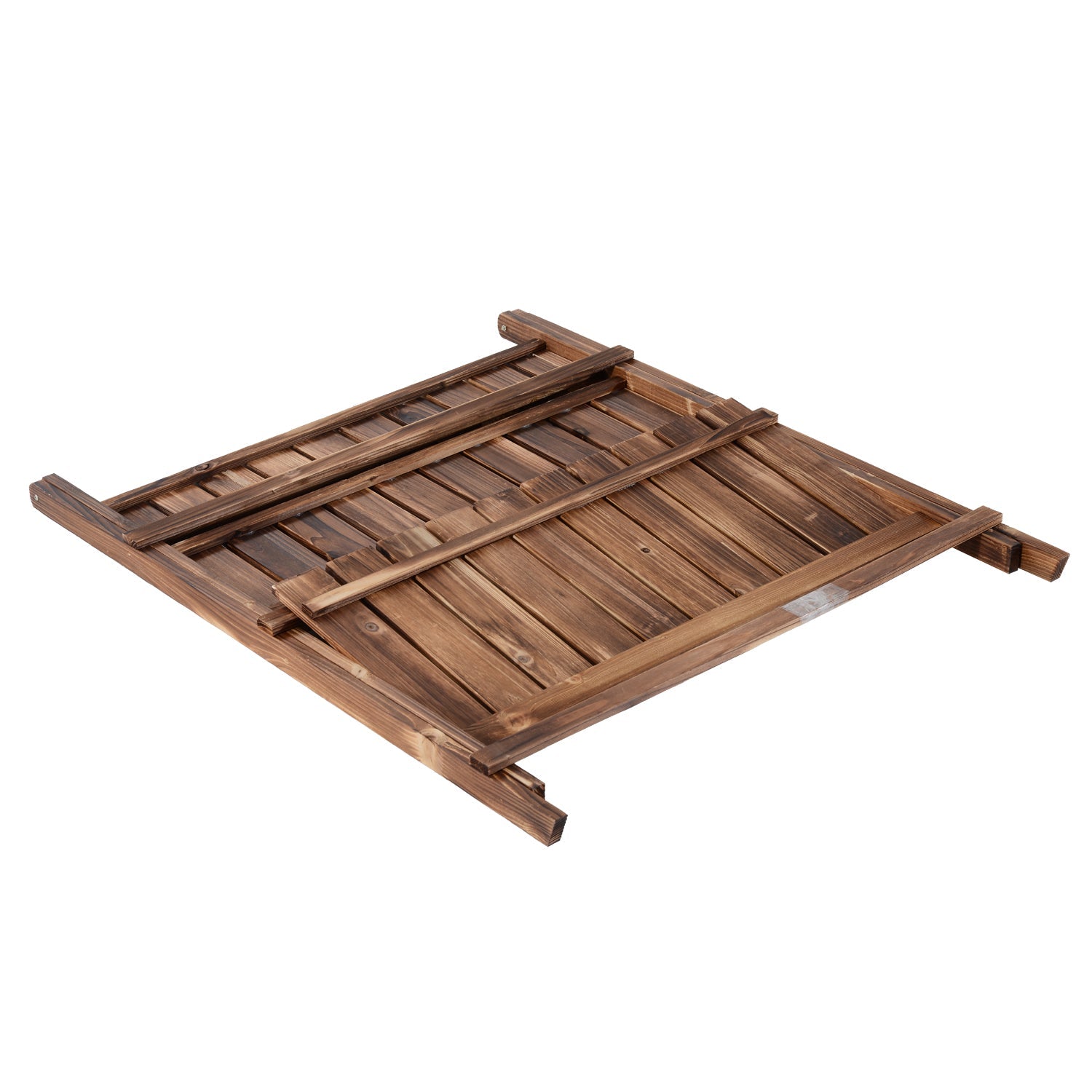 Outsunny Wooden 3 Tier Folding Flower Pot Stand, Garden Planter Display Ladder, Herb Rack, Natural | Aosom UK