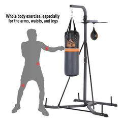 HOMCOM Freestanding Duo Punch Training Punchbag Sandbag  Adjustable Height Home Agility Training Steel Frame