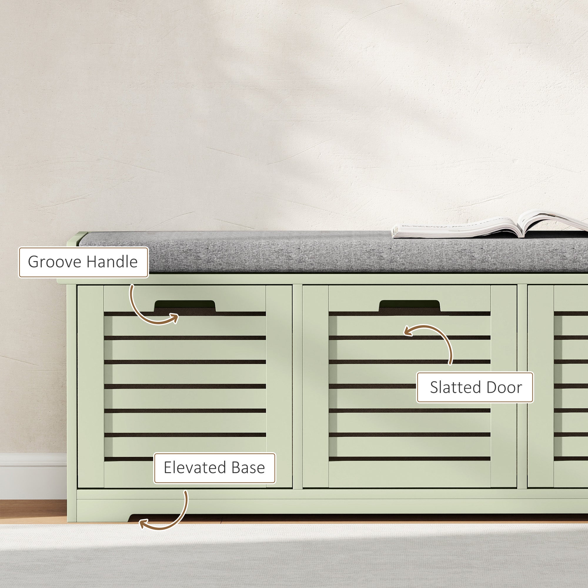 Kozy - 3-Drawer Shoe Storage Bench - Green