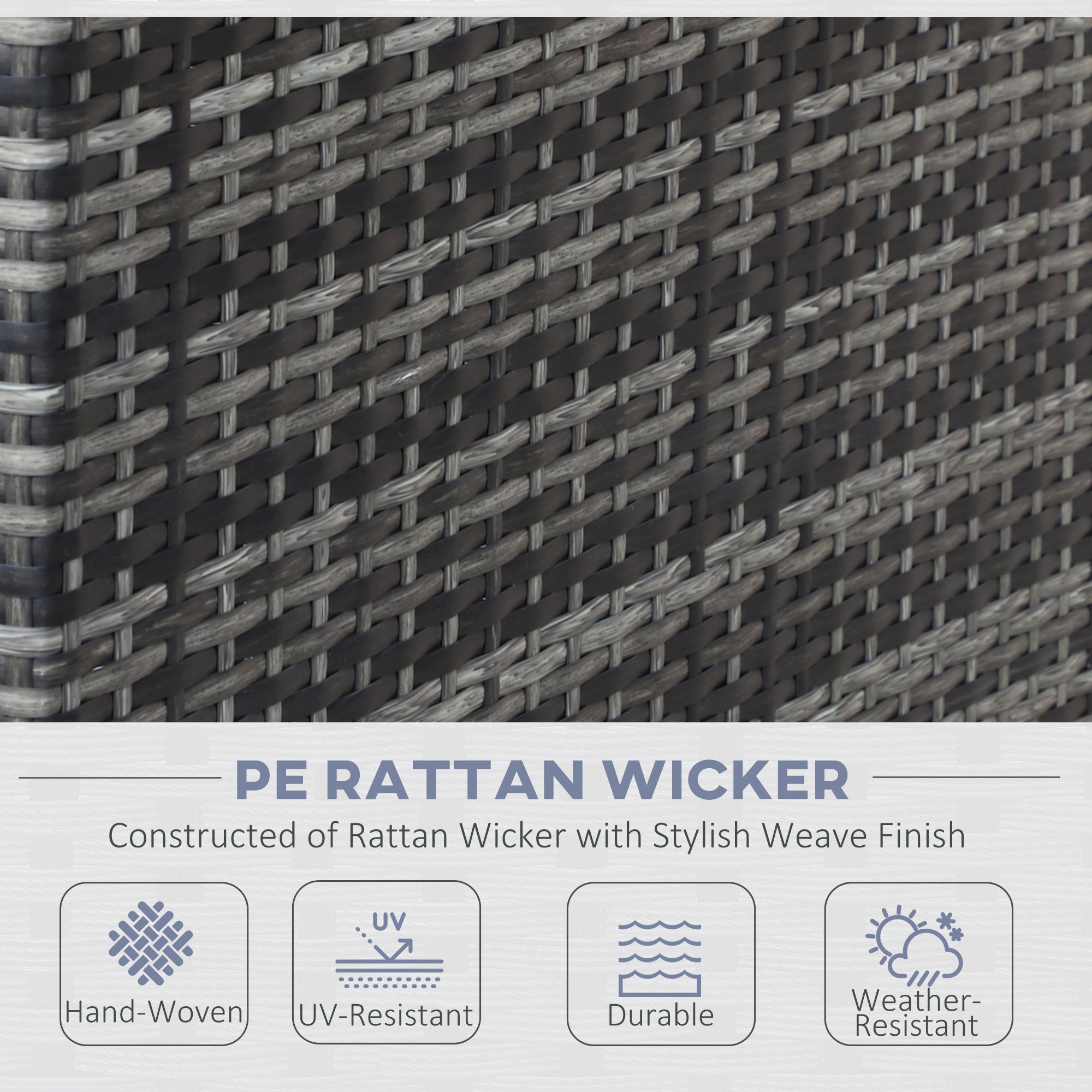 Kozy 4pc Garden Rattan Wicker Outdoor Furniture Patio Corner Sofa Love Seat and Table Set  with Cushions Side Desk Storage, Mixed Grey