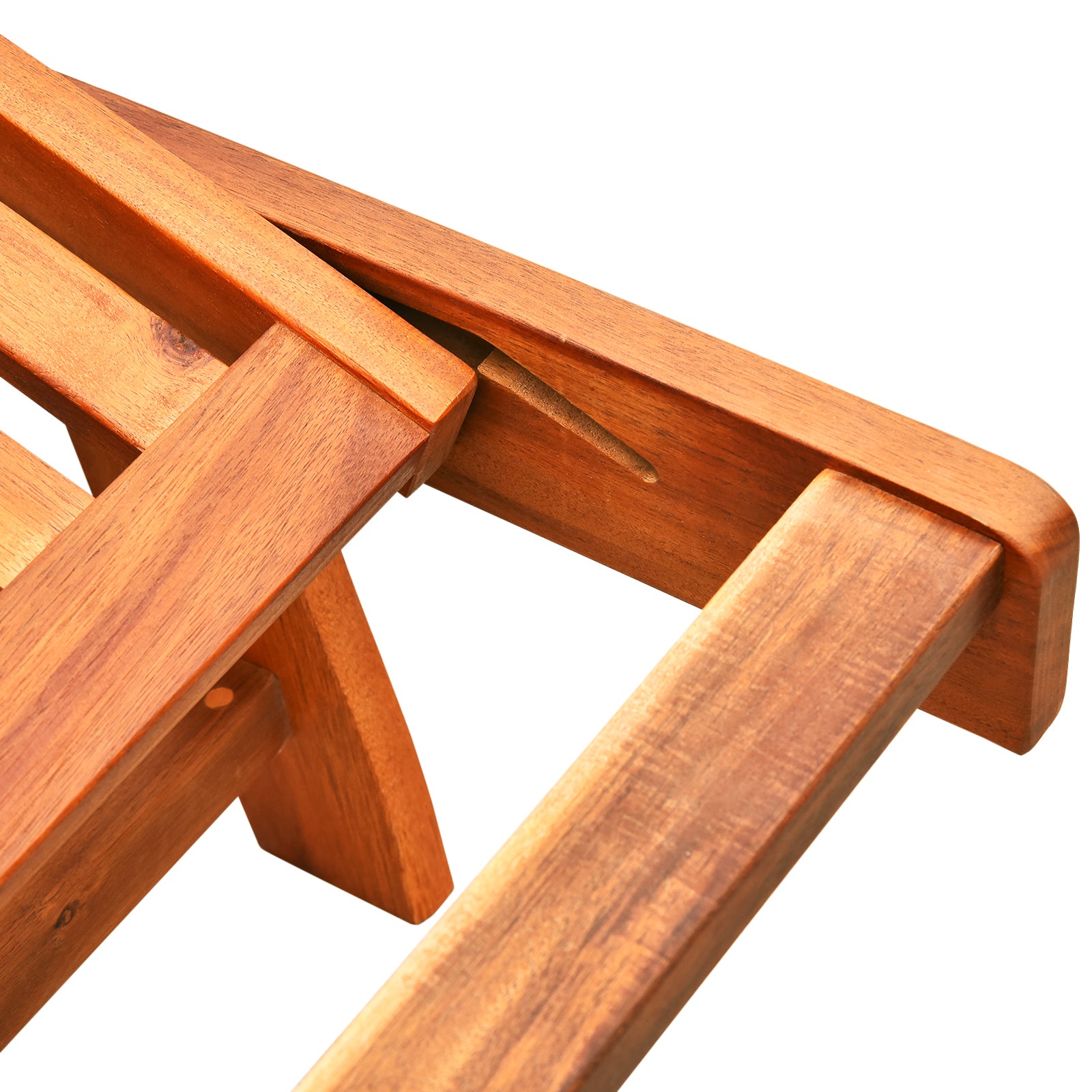 Kozy Folding Wooden Sun Lounger, 4-Level Adjustable Garden Lounger Recliner with Side Tray and Wheels, Outdoor Reclining Sunbed with Slatted Seat and Armrests for Patio, Terrace, Teak