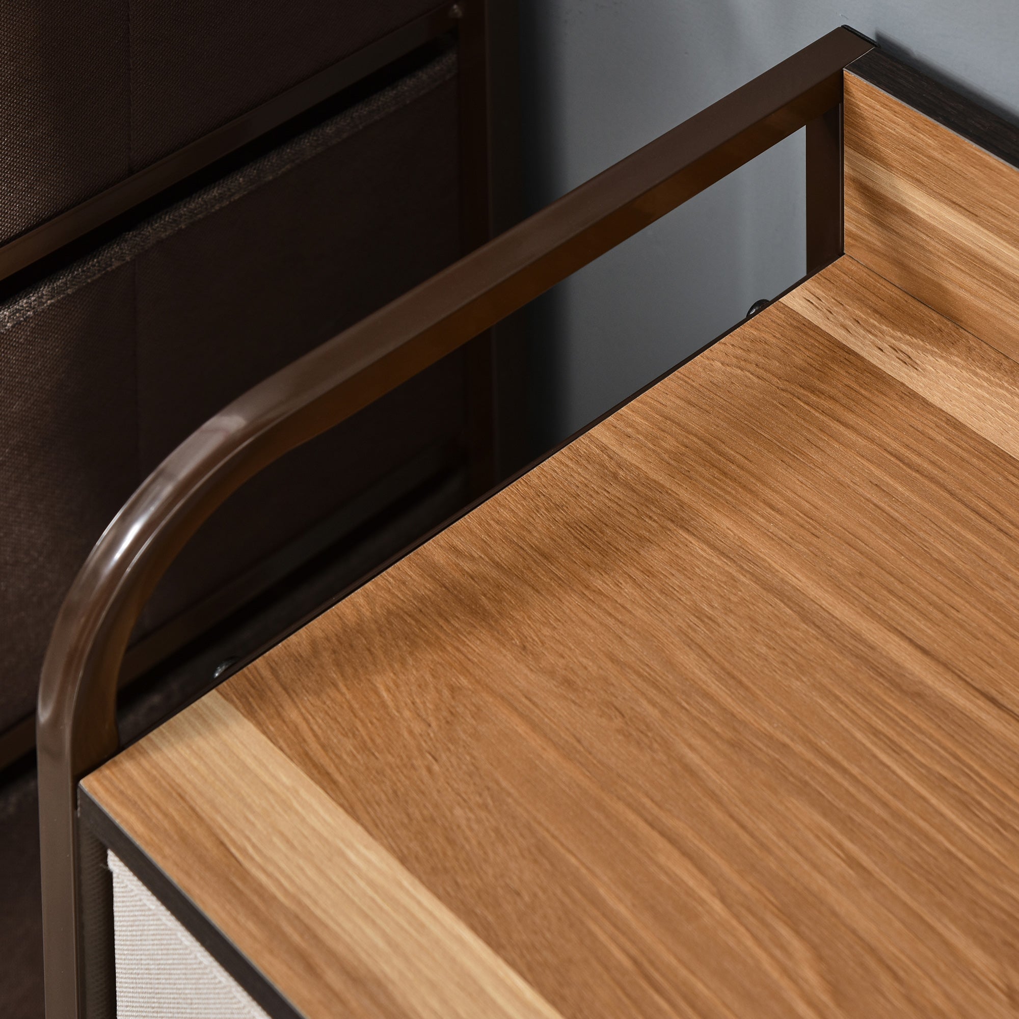 Kozy 5-Drawer Dresser, Linen Fabric Chest of Drawers, Dresser Tower Unit for Bedroom Hallway Entryway, Storage Organizer with Steel Frame Wooden Top