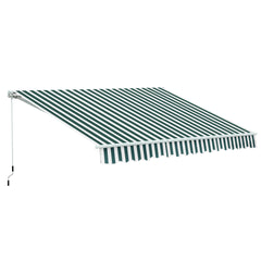 Kozy - Manual Retractable Awning, size (3.5m x2.5m)-Dark Green/White Stripes