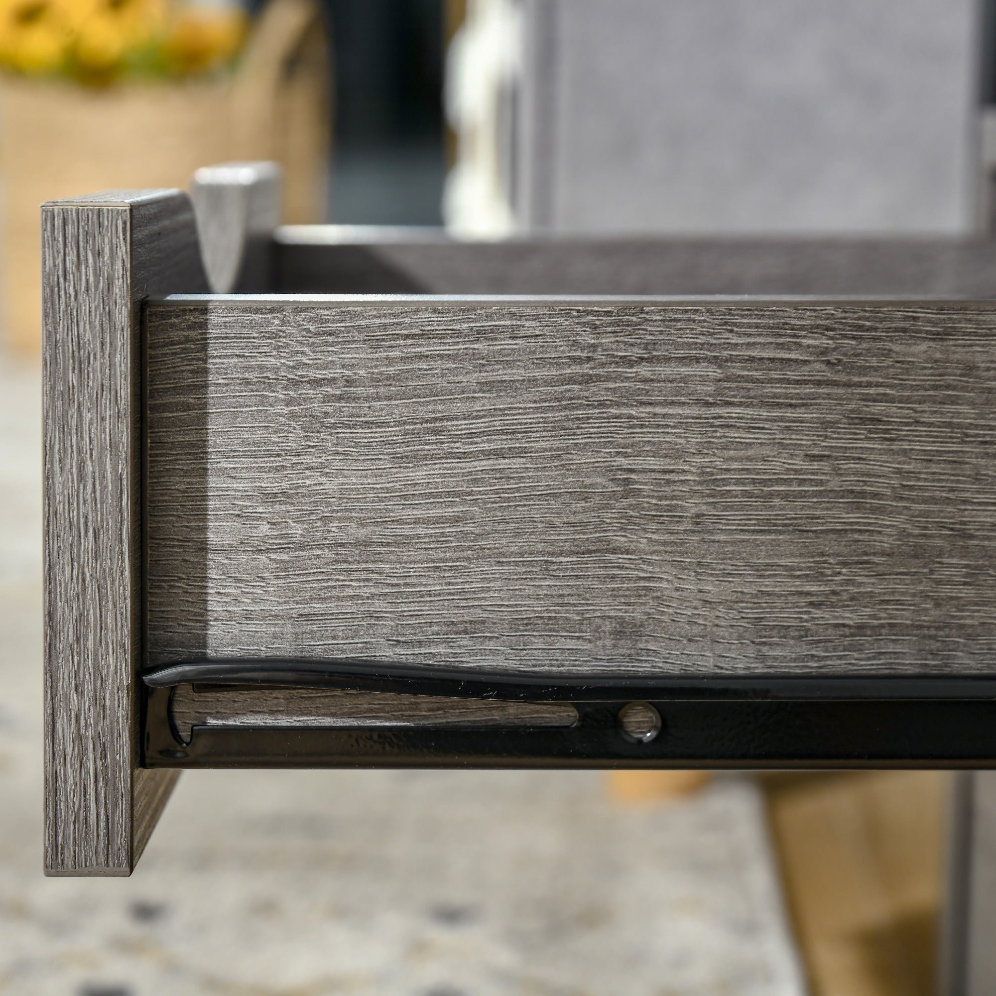 Kozy Industrial Side Table with Drawer, Sofa Table, Bedside Cabinet with Storage Shelf, Slim Nightstand for Living Room, Bedroom, Rustic Brown