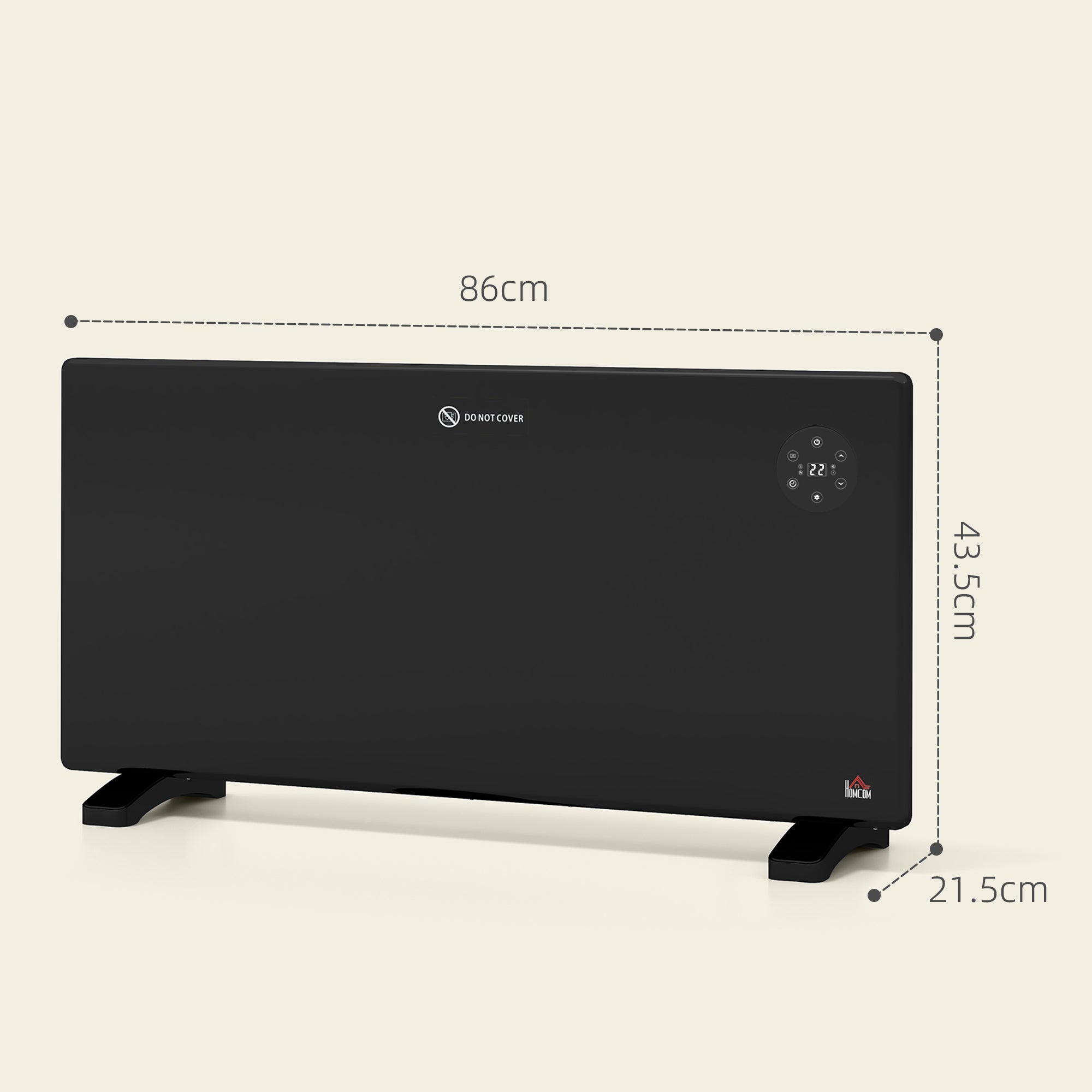 Kozy - 2000W Electric Convector Heater, Freestanding or Wall Mounted, Space Heater with Adjustable Thermostat, Timer, Black