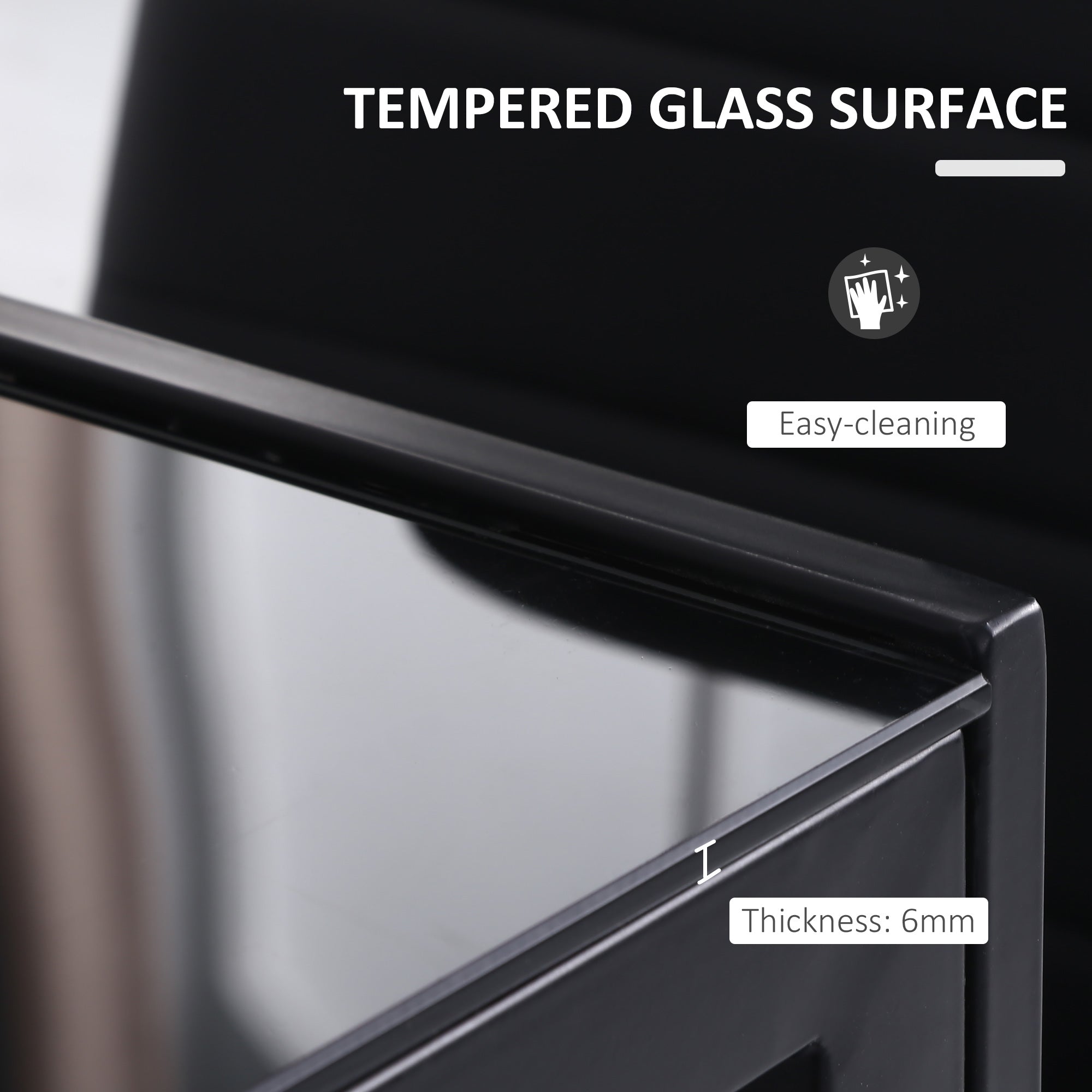 Kozy Modern Rectangular Dining Table for 4 People Glass Kitchen Table with Tempered Glass Top and Metal Legs for Dining Room, Living Room (Chairs Not Included)