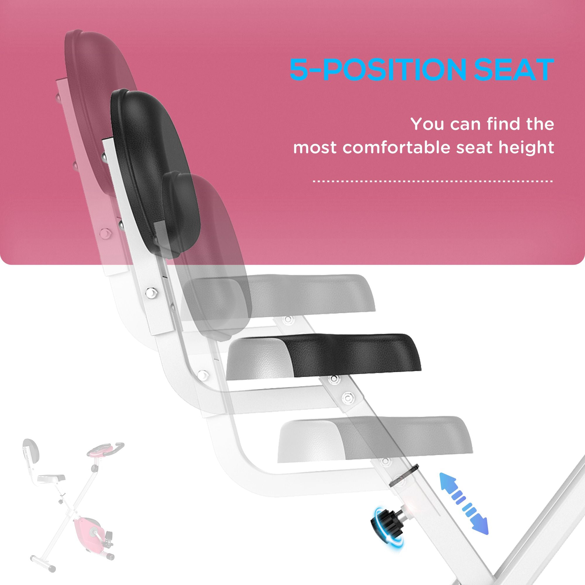 Kozy Folding Exercise Bike, Fitness Bicycle Indoor Trainer, 8-Level Magnetic Resistance Adjustable, with LCD Monitor, Pulse Sensor, Pink