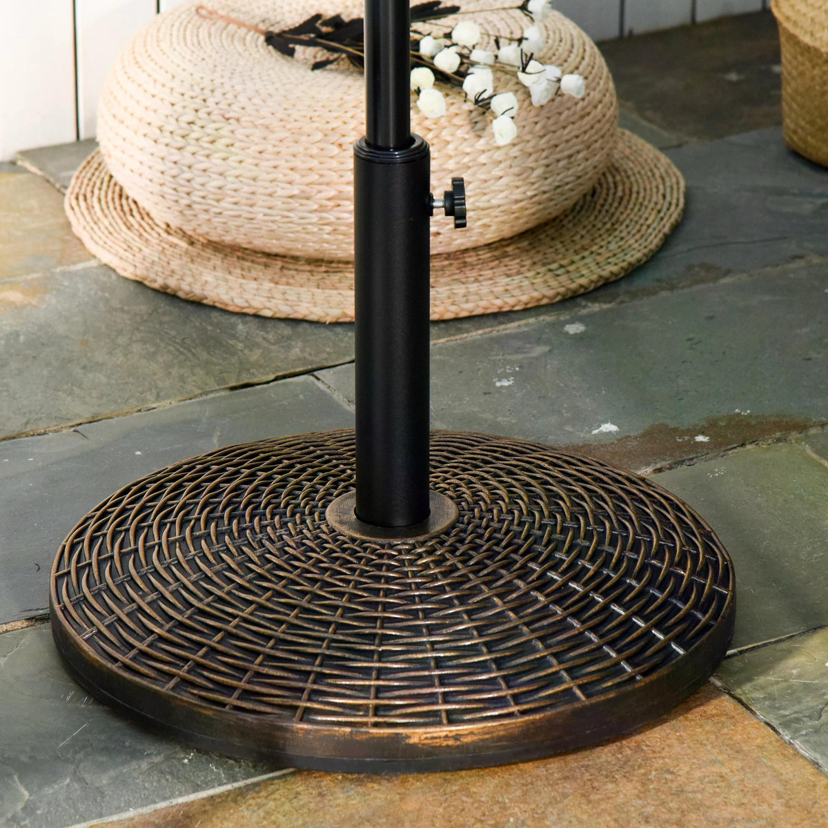 Outsunny Outdoor Parasol Stand, Patio Umbrella Base, Weighted 25kg, Weather