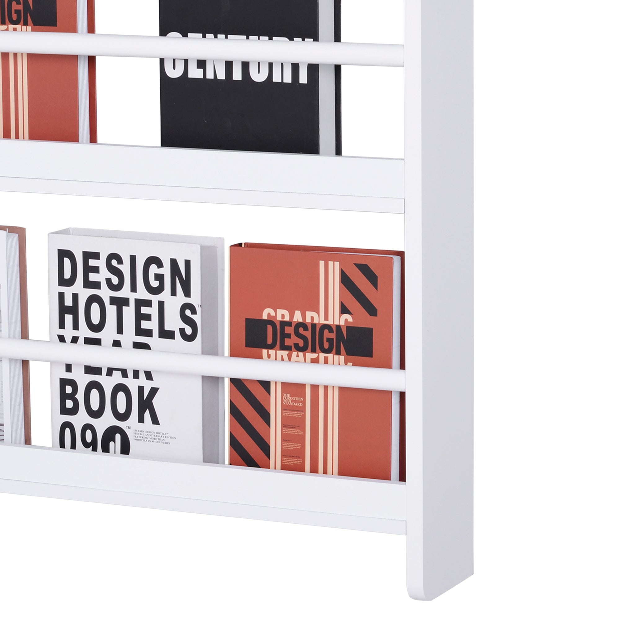 Kozy Bookcase, 4 Tier Wall Mounted Bookshelf, 15cm Depth Storage Shelving Rack for Bedroom Nursery Office Home, Accessories Supplies, White