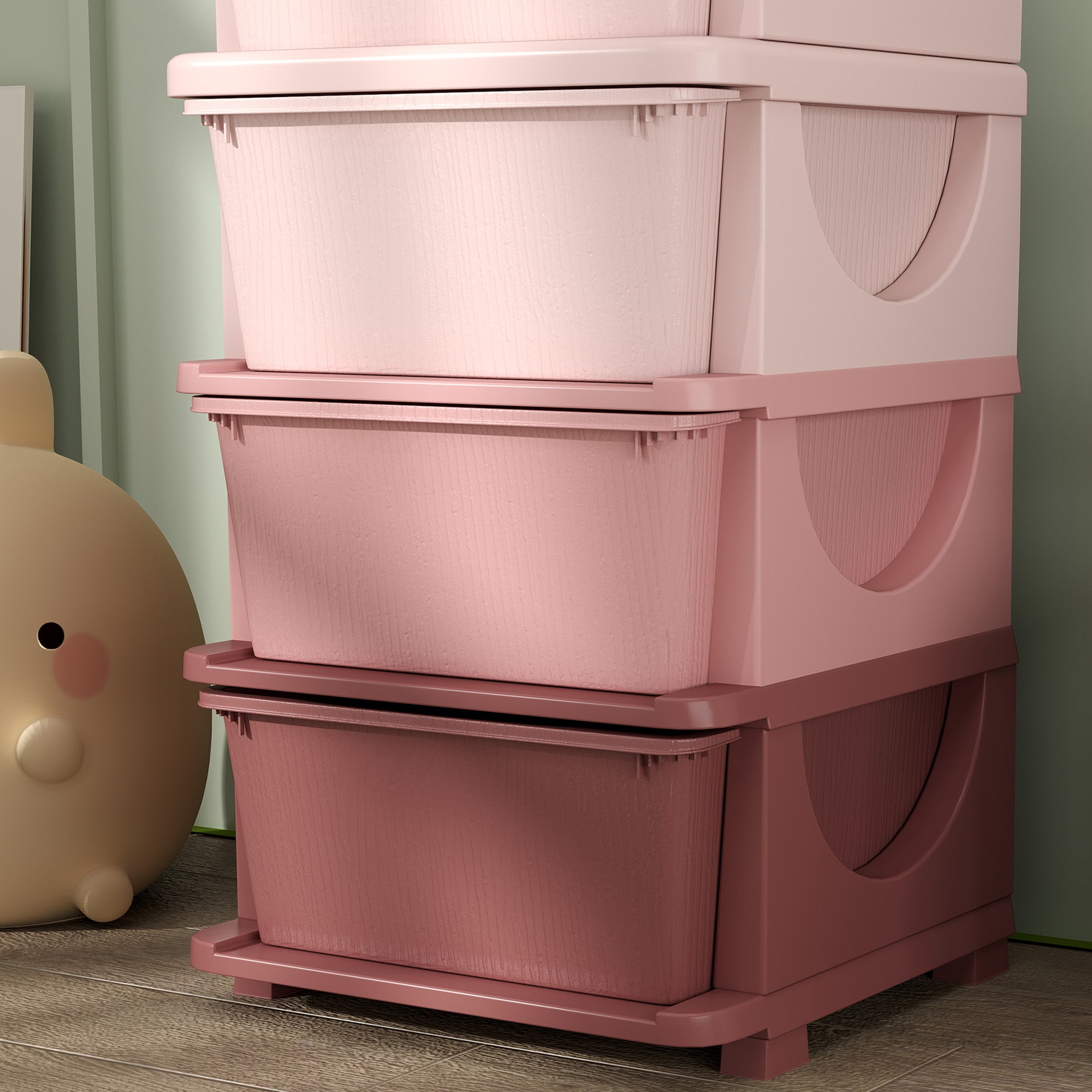 Kozy - Four-Tier Kids Storage Boxes, with Four Drawers, Pink