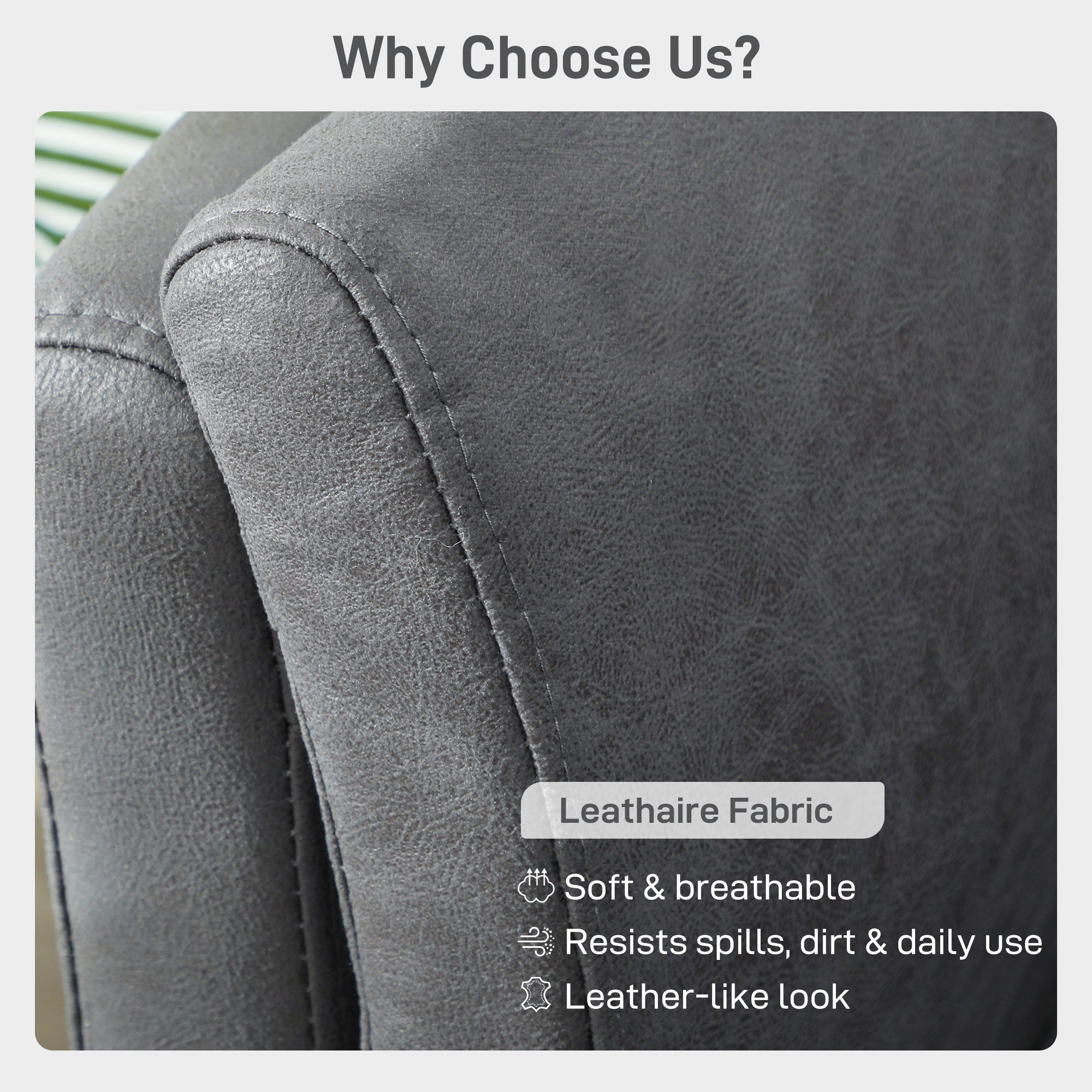 Kozy - Two-Seater Leathaire Sofa - Grey