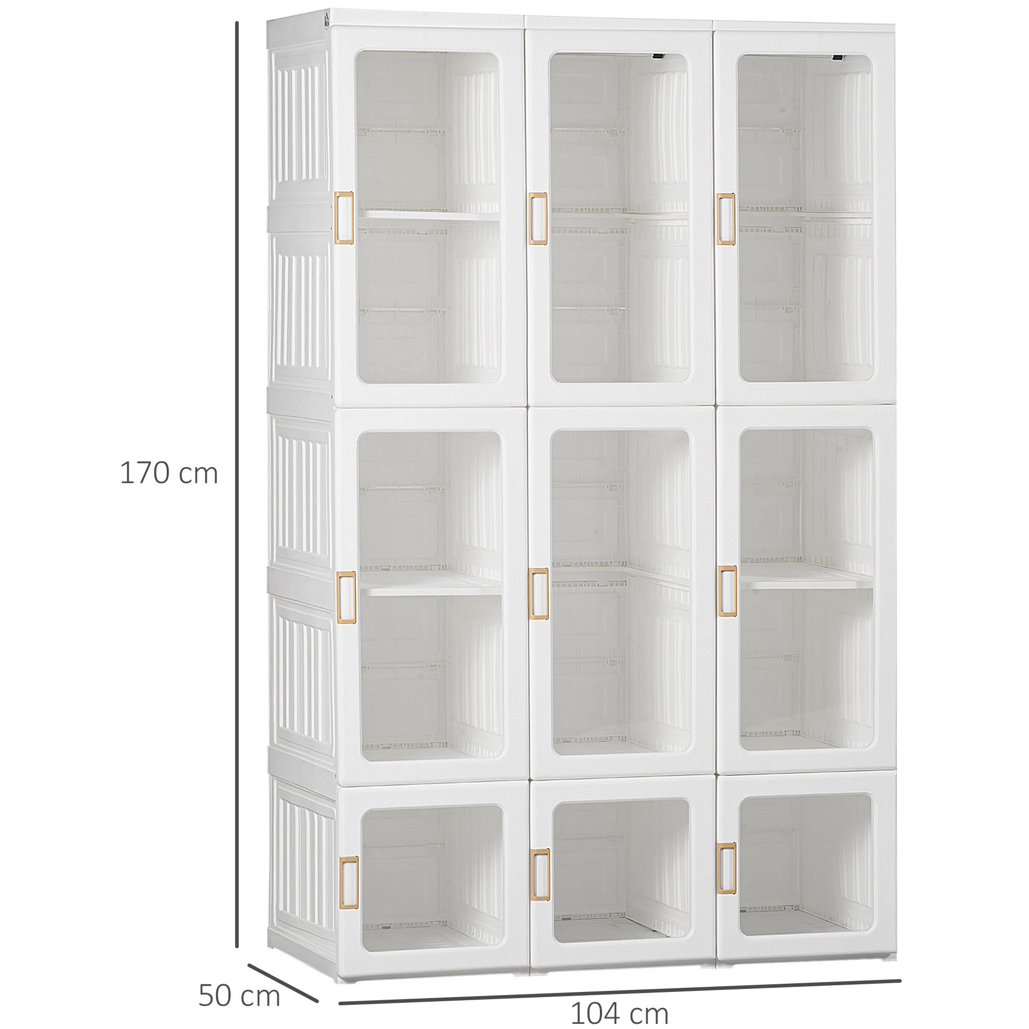 Kozy Portable Clothes Wardrobe for Bedroom, Foldable Clothes Organiser with Cube Storage, Hanging Rods, Magnet Doors, White