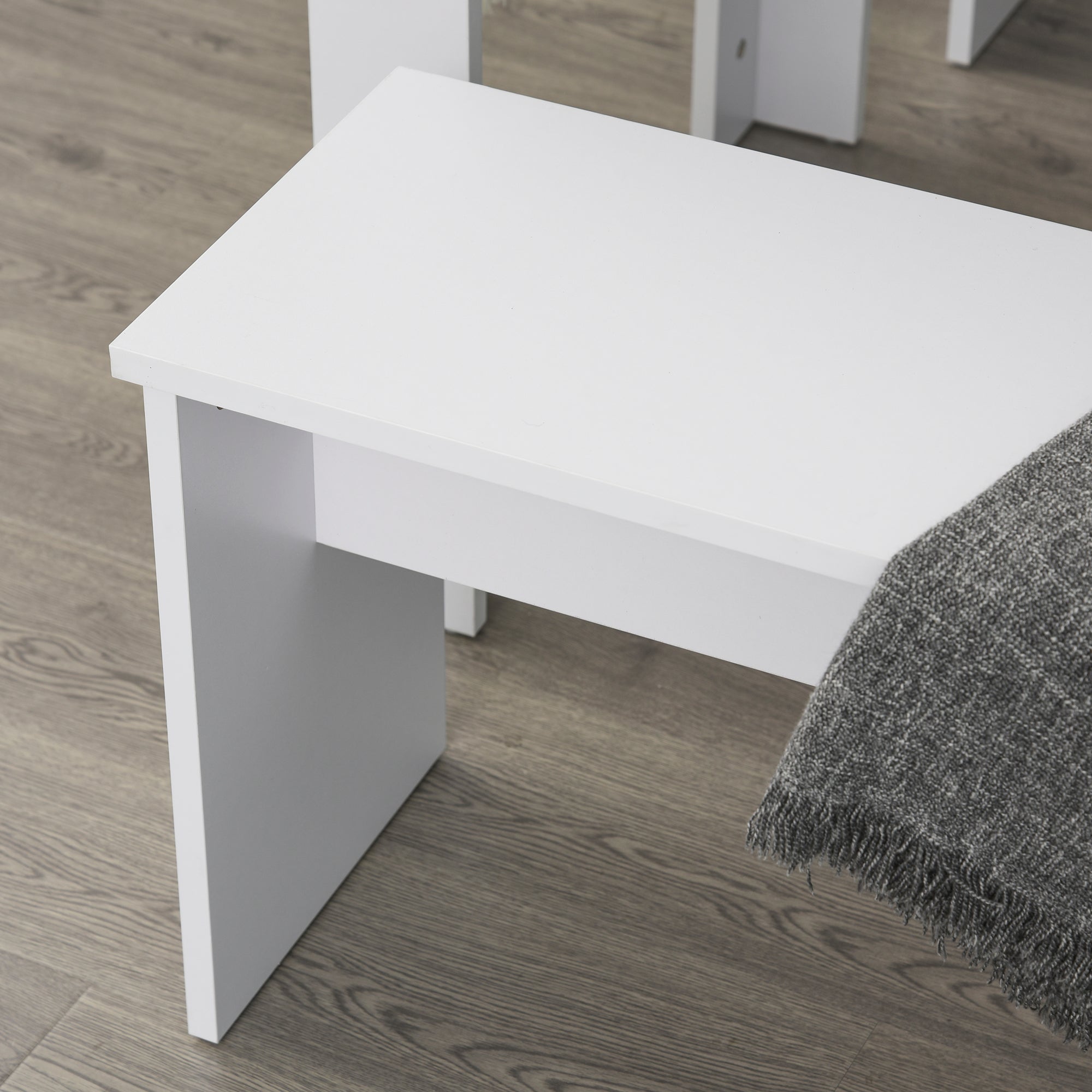 Kozy Kitchen Dining Table and 2 Benches Set, Table and Chairs Set for Limited Space, White