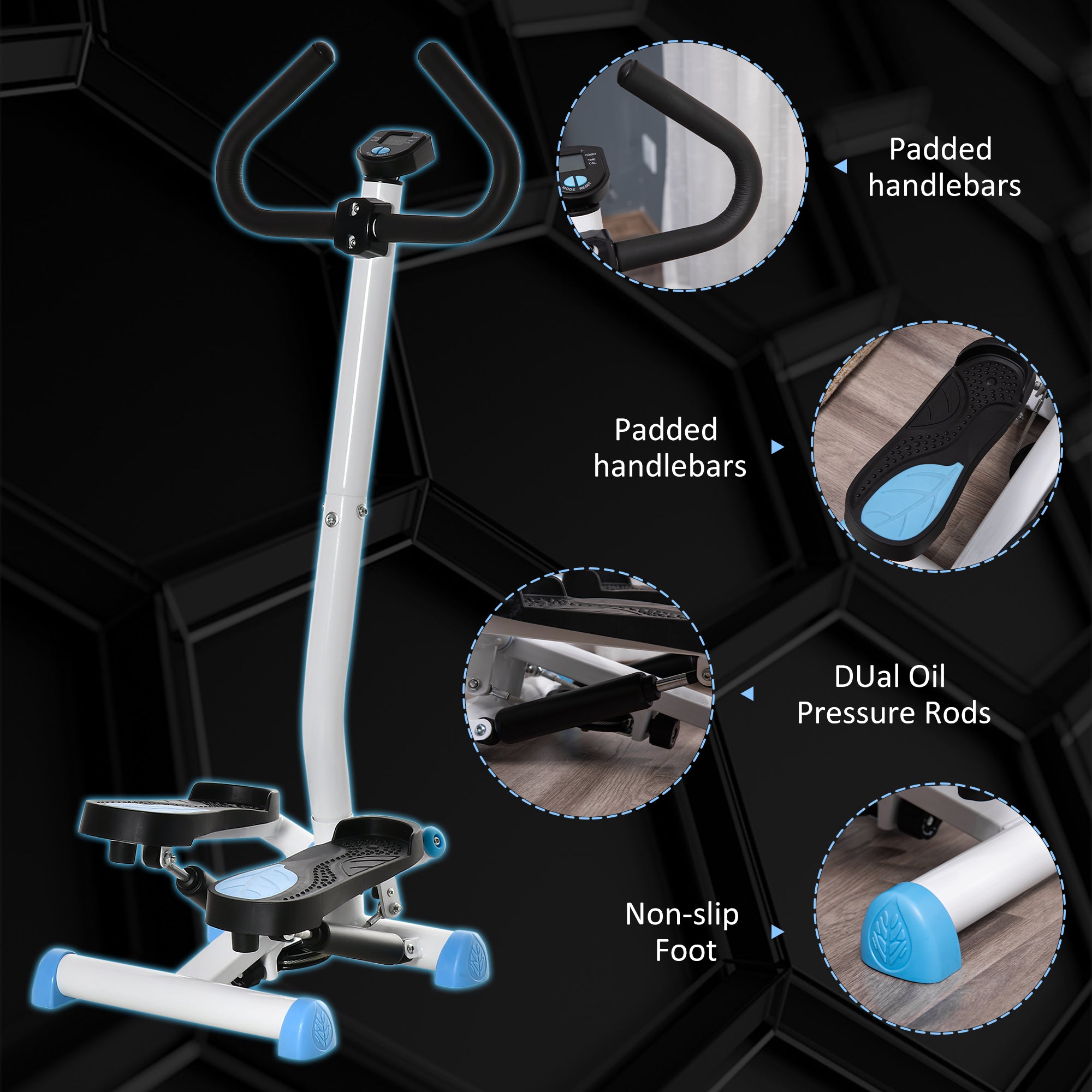 Kozy Twister Stepper, Step Machine with Adjustable Resistance, LCD Screen - Blue