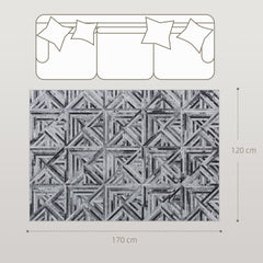 Kozy - Modern Area Rug, Triangle Pattern Non-Slip Washable Rug, Chenille Floor Carpet for Living Room, Bedroom, Dining Room, Home Office, 170 x 120 cm, Black