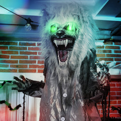 Kozy - 6'8" Skeleton Werewolf Halloween Animatronic, with Glowing Eyes