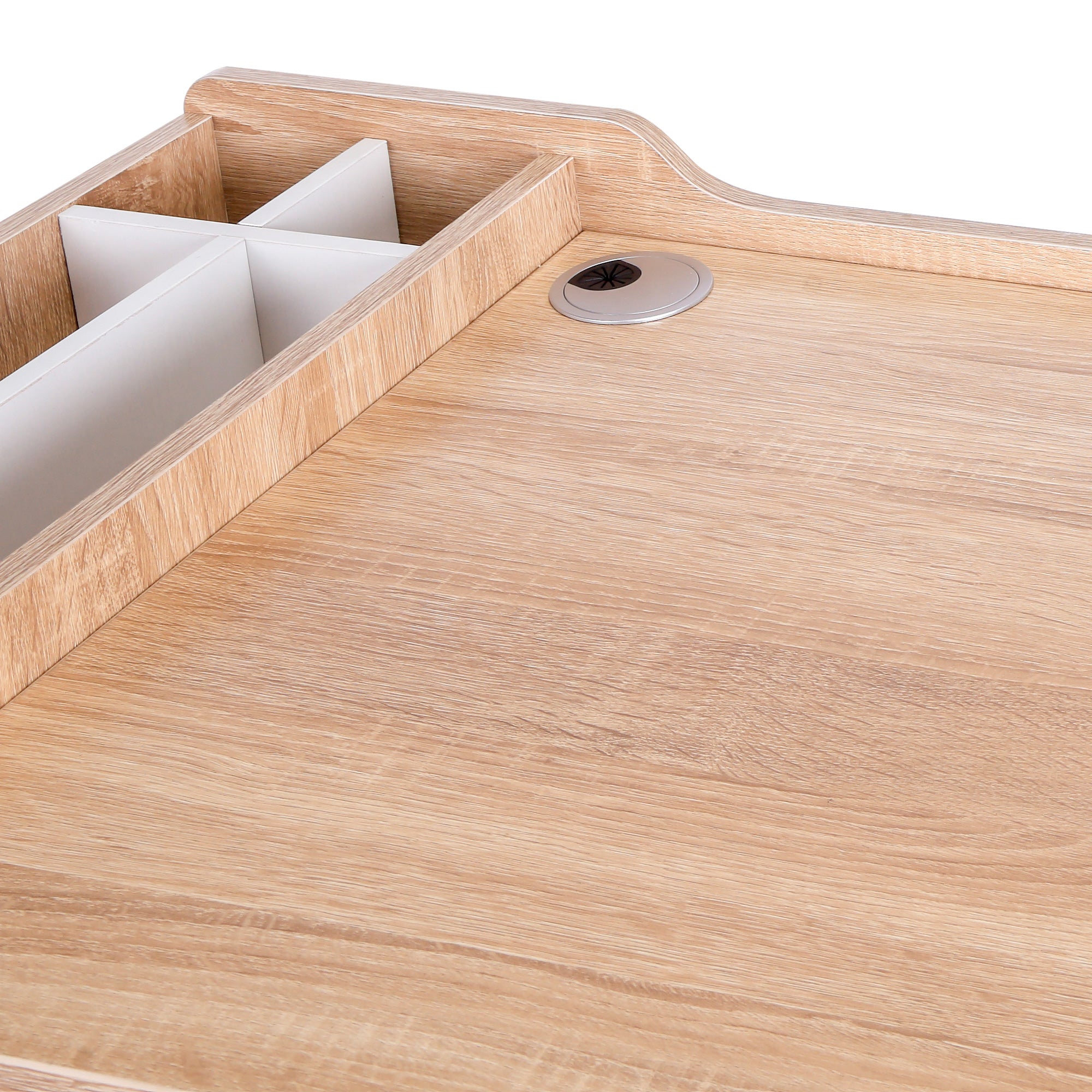 Kozy Computer Desk, Writing Desk, Study Workstation with Drawer, Storage Compartments, Cable Management, Laptop Table, Metal Frame, 100 x 55 x 81.5cm, Oak and White