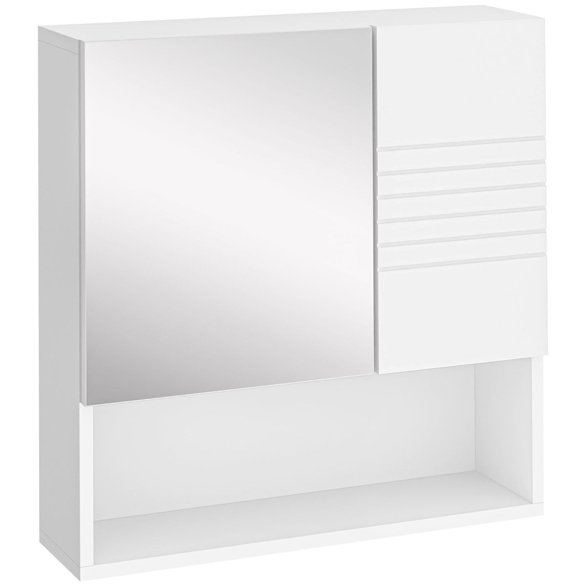 Kozy Bathroom Mirror Cabinet Wall-Mounted Storage w/ Double Door Adjustable Shelf - White