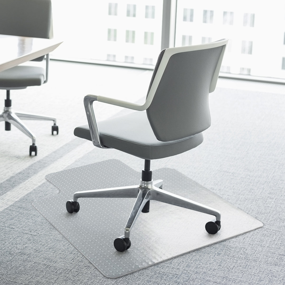 HOMCOM Office Carpet Protector Chair Mat Clear Spike Non Slip Chairmat Frosted Lipped