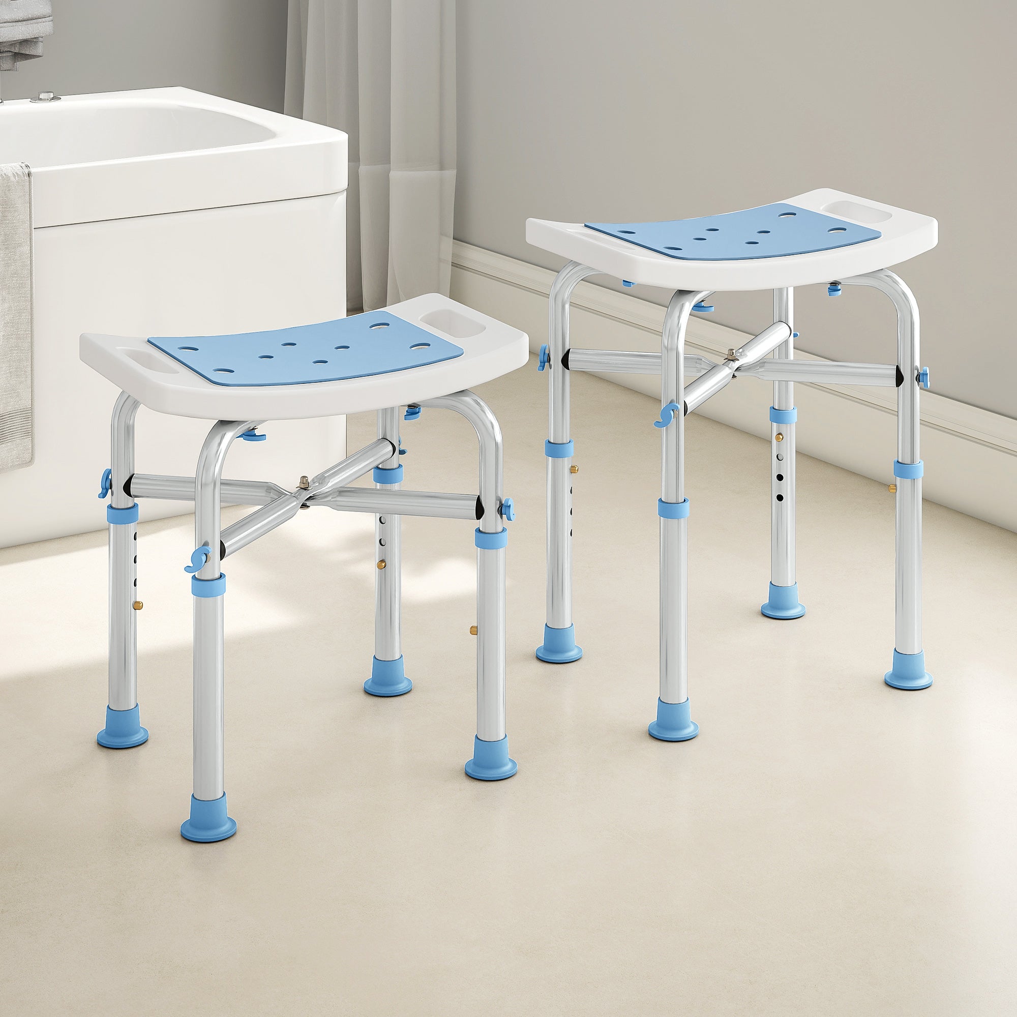Kozy - 44-51.5cm Aluminium Frame Shower/Bath Stool - Light Blue