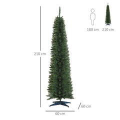 HOMCOM 2.1m Artificial Christmas Tree Pine Tree W/Plastic Stand