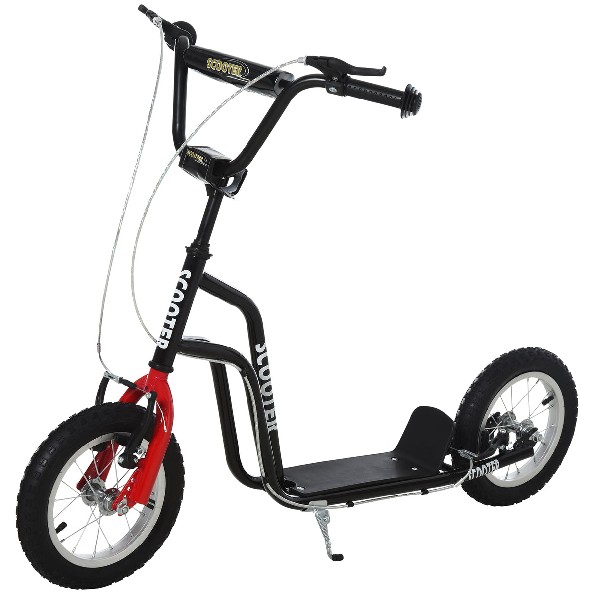 Kozy Teen Kick Scooter with Adjustable Handlebar, Inflatable Wheels, Two Brakes, Black