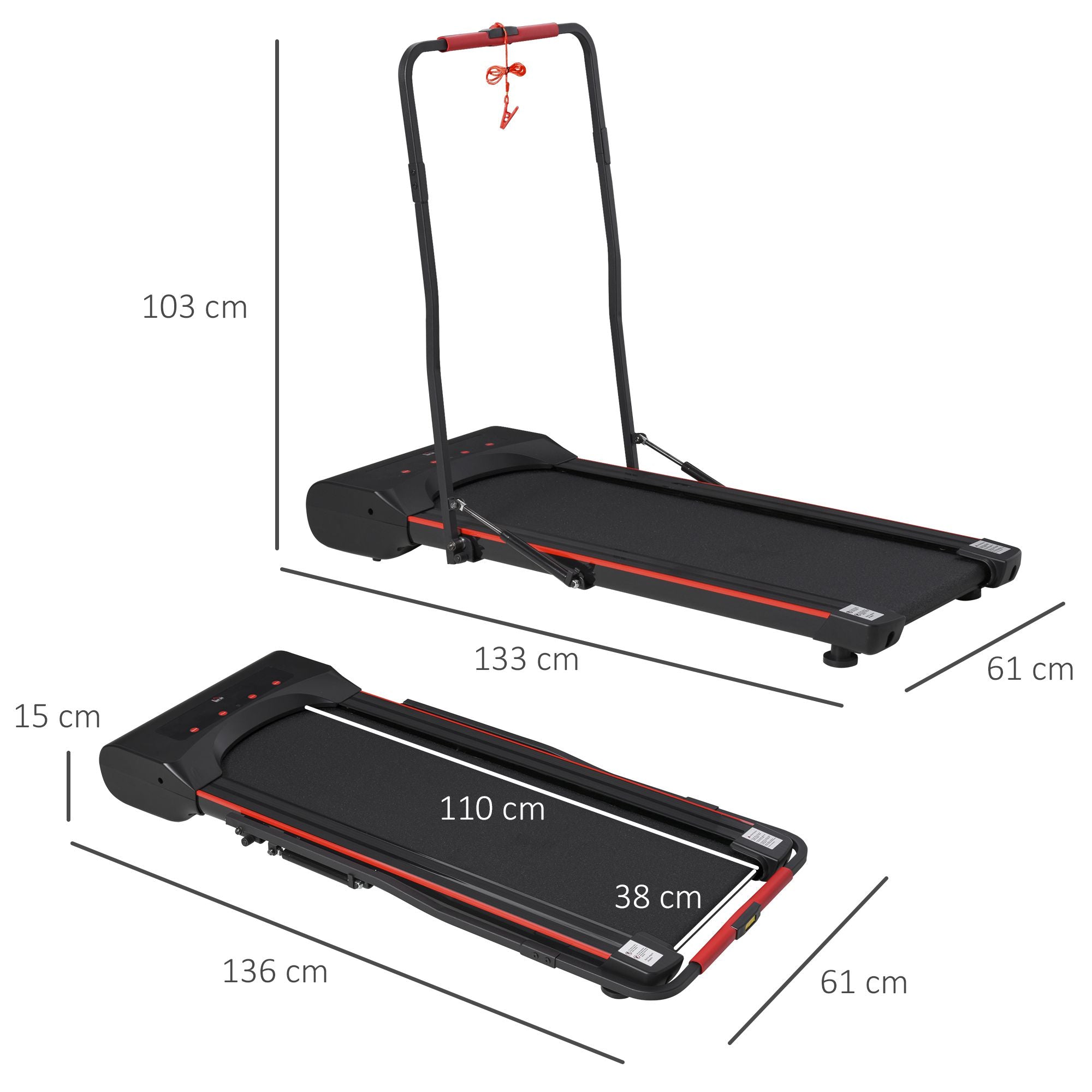 Kozy Foldable Walking Machine Treadmill 1-6km/h with LED Display & Remote Control Exercise Fitness for Home Office