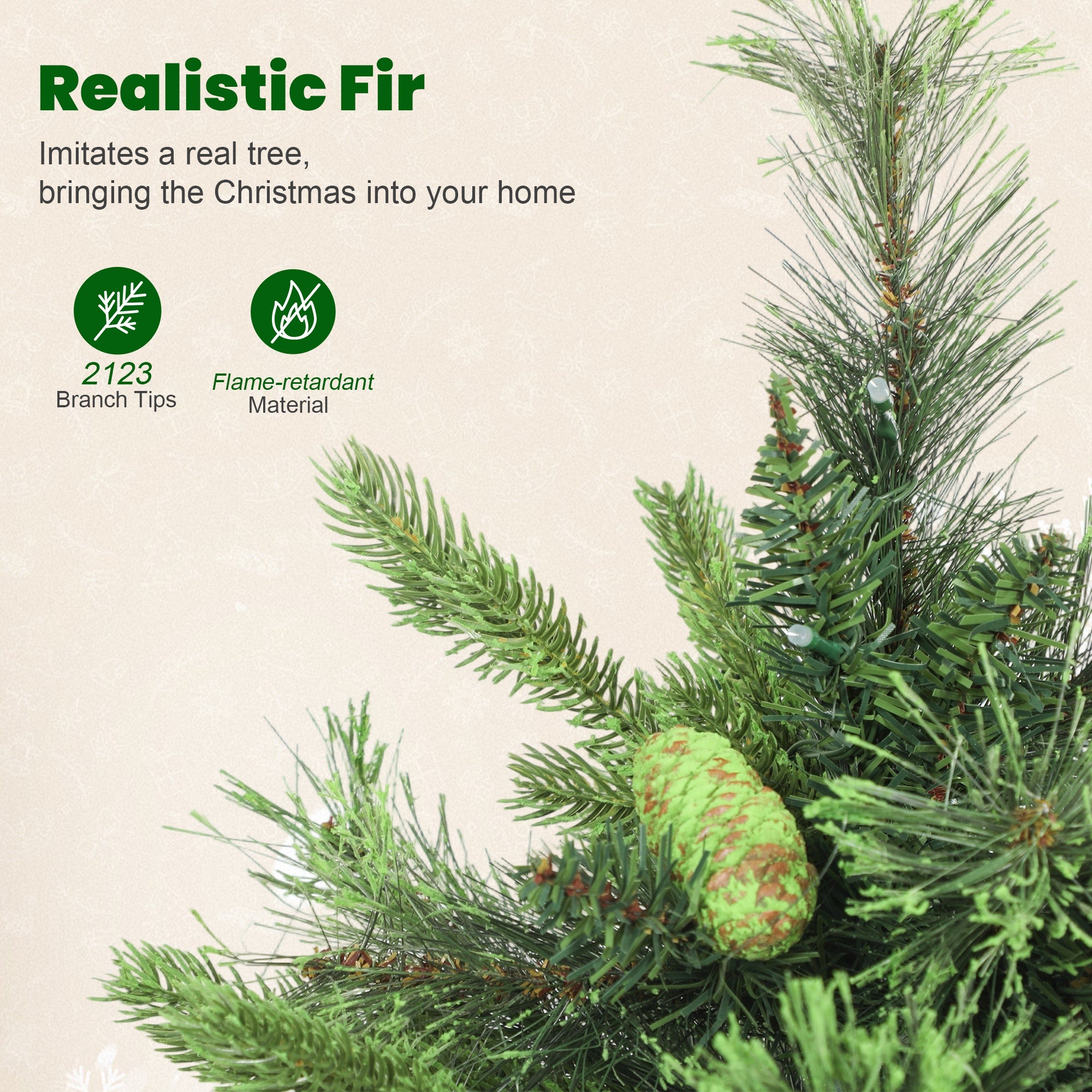 Kozy - 180cm Carolina Pine Christmas Tree with Colourful DIY Synchronized LED Lights and Remote