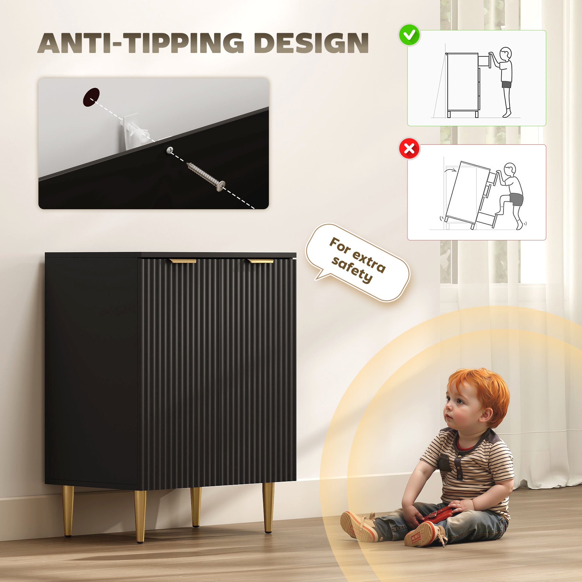 Kozy Adjustable Shelf Sideboard - Black