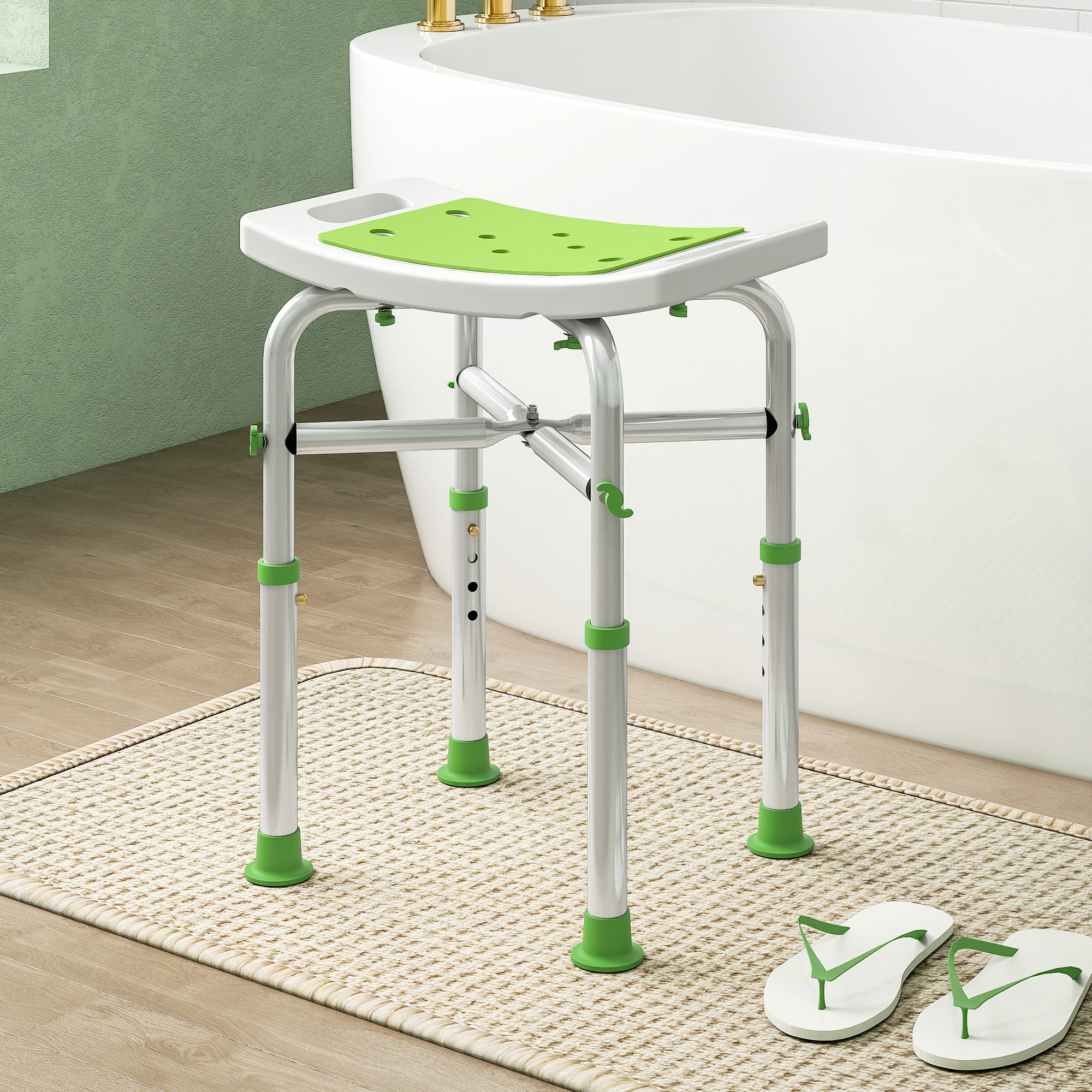 Kozy - 44-51.5cm Aluminium Frame Shower/Bath Stool - Green