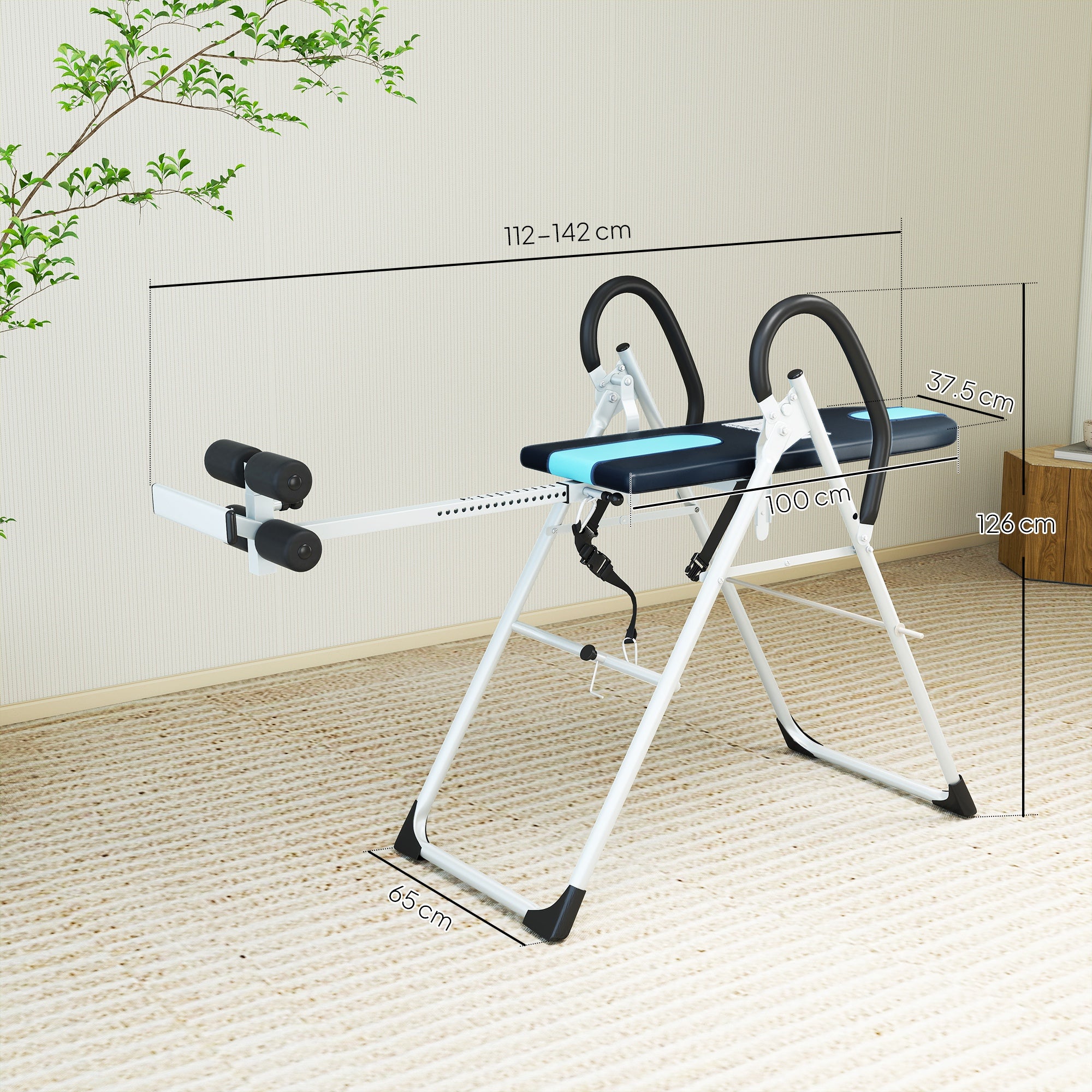Kozy Foldable Gravity Inversion Table Back Therapy Home Fitness Bench Black
