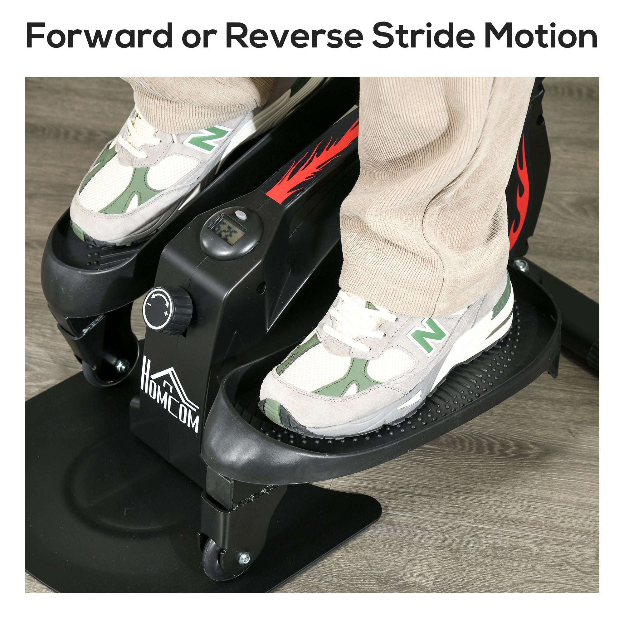 Kozy Mini Manual Elliptical Bike, Compact Elliptical Cross Trainer Fitness Workout w/ LCD Monitor, Anti-Slip Pedals, Adjustable Resistance for Home Office