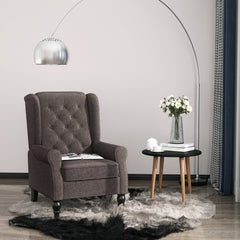 Retro Accent Chair, HOMCOM Wingback Armchair with Wood Frame Button Tufted Design for Living Room Bedroom, Brown | Aosom UK
