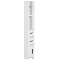 Kozy Modern Bathroom Storage Cabinet, Freestanding Tall Bathroom Cabinet with Open Shelves and 3 Cupboards with Door, for Bedroom Hallway, White