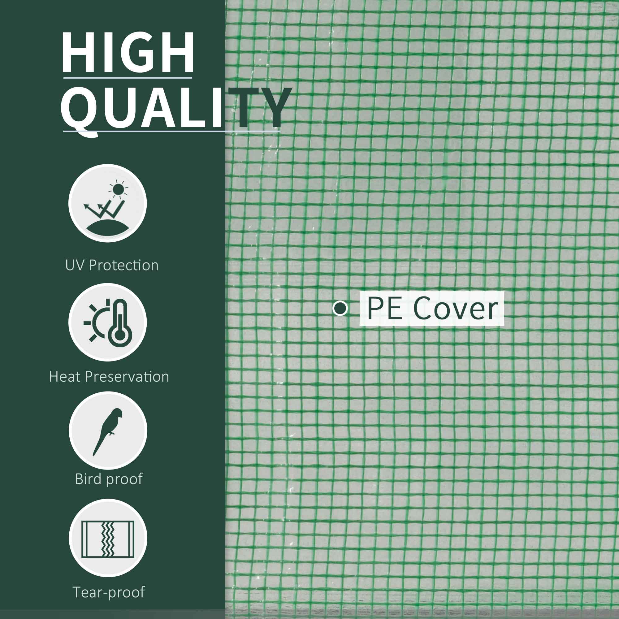 Kozy Tunnel Greenhouse Green Grow House for Garden Outdoor, Steel Frame, PE Cover, Green, 200 x 100 x 80cm