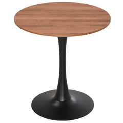 Kozy Modern Round Dining Table Leisure Coffee Bistro Table with Metal Base for Kitchen & Dining Room Brown