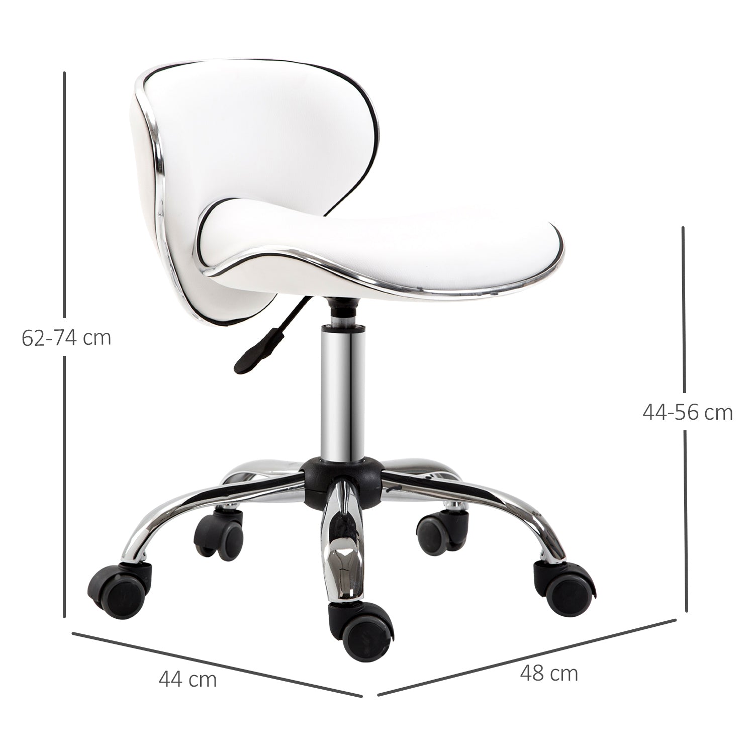 Kozy Adjustable Rolling Swivel Beauty Salon Chair, Stool for Spa, Technician - White