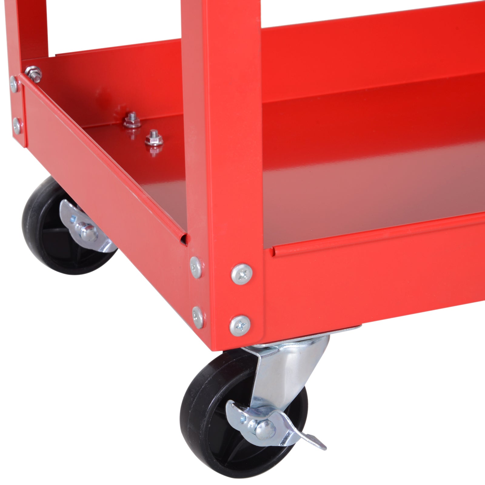 Kozy 3-Tier Tool Trolley Cart Storage Shelf Roller Cabinet DIY Box Garage Workshop with Drawer Red