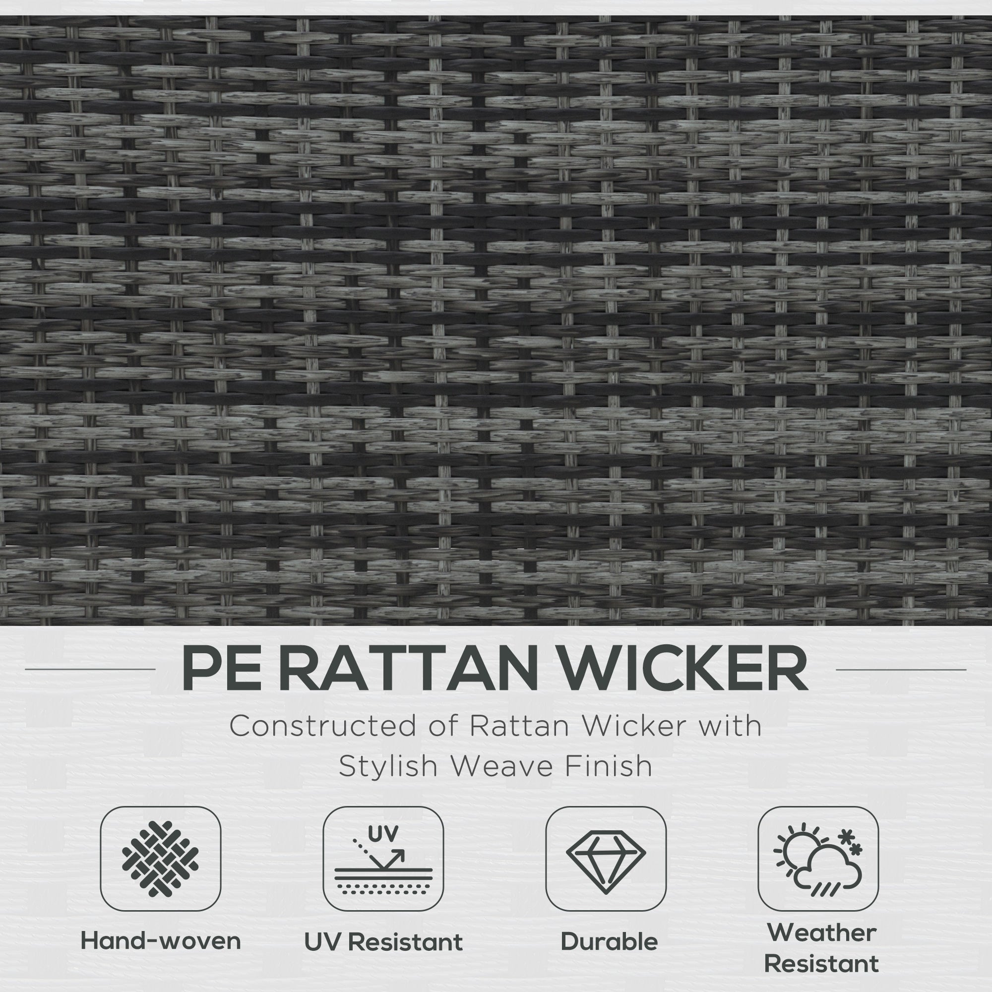 Kozy 4 Pieces Wicker Steel Rattan Sofa Set Garden Chair Seat Furniture Patio Grey