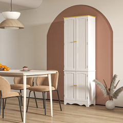 Kozy Freestanding 4-Door Kitchen Cupboard, Storage Cabinet Organizer with 4 Shelves, White