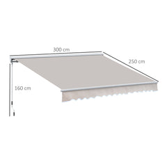 Outsunny 2.95Lx2.5M  Retractable Manual/Electric Awning