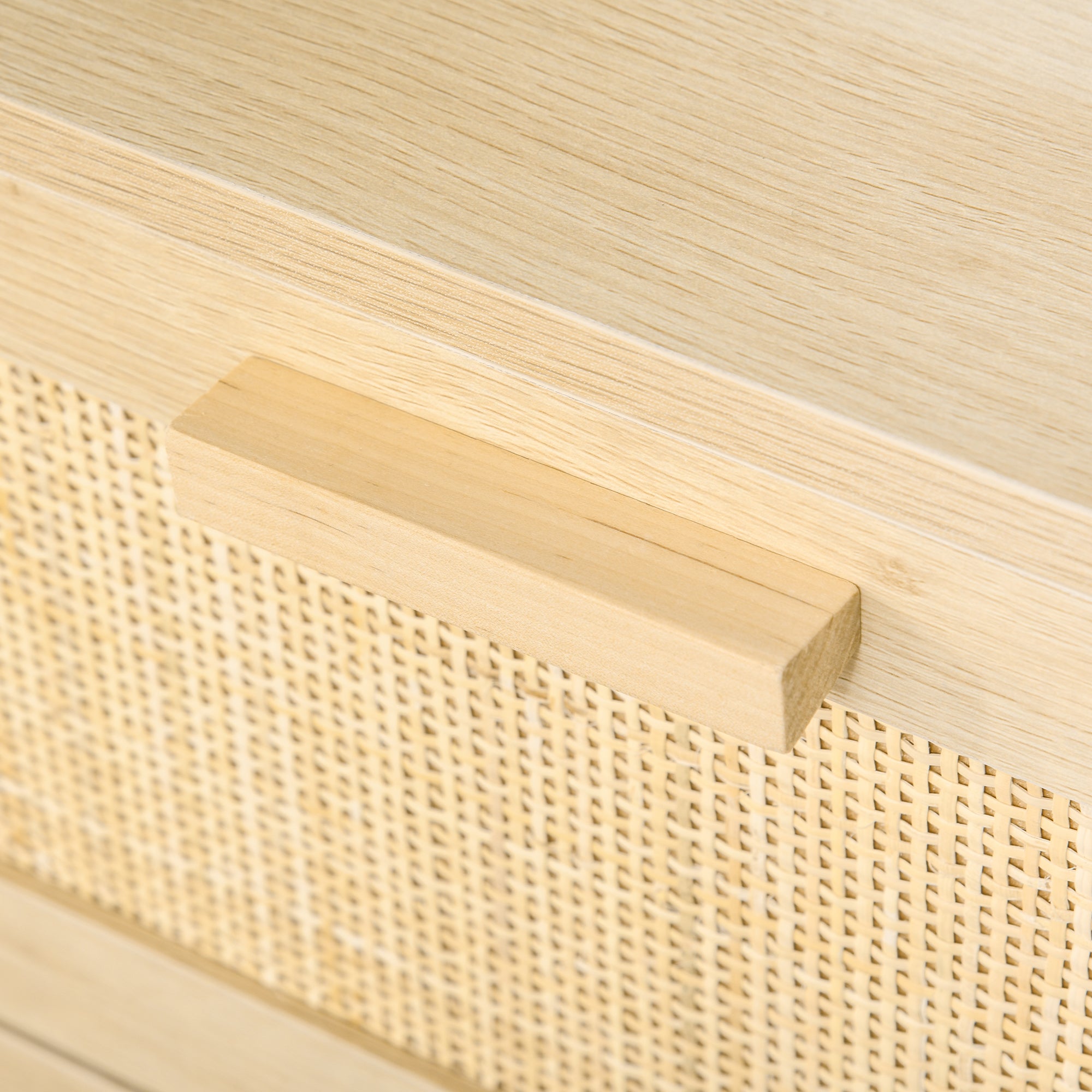 Kozy Rattan Bedroom Chest of Drawers, 3 Drawers Storage Unit, Boho Dresser for Living Room, Hallway, Natural