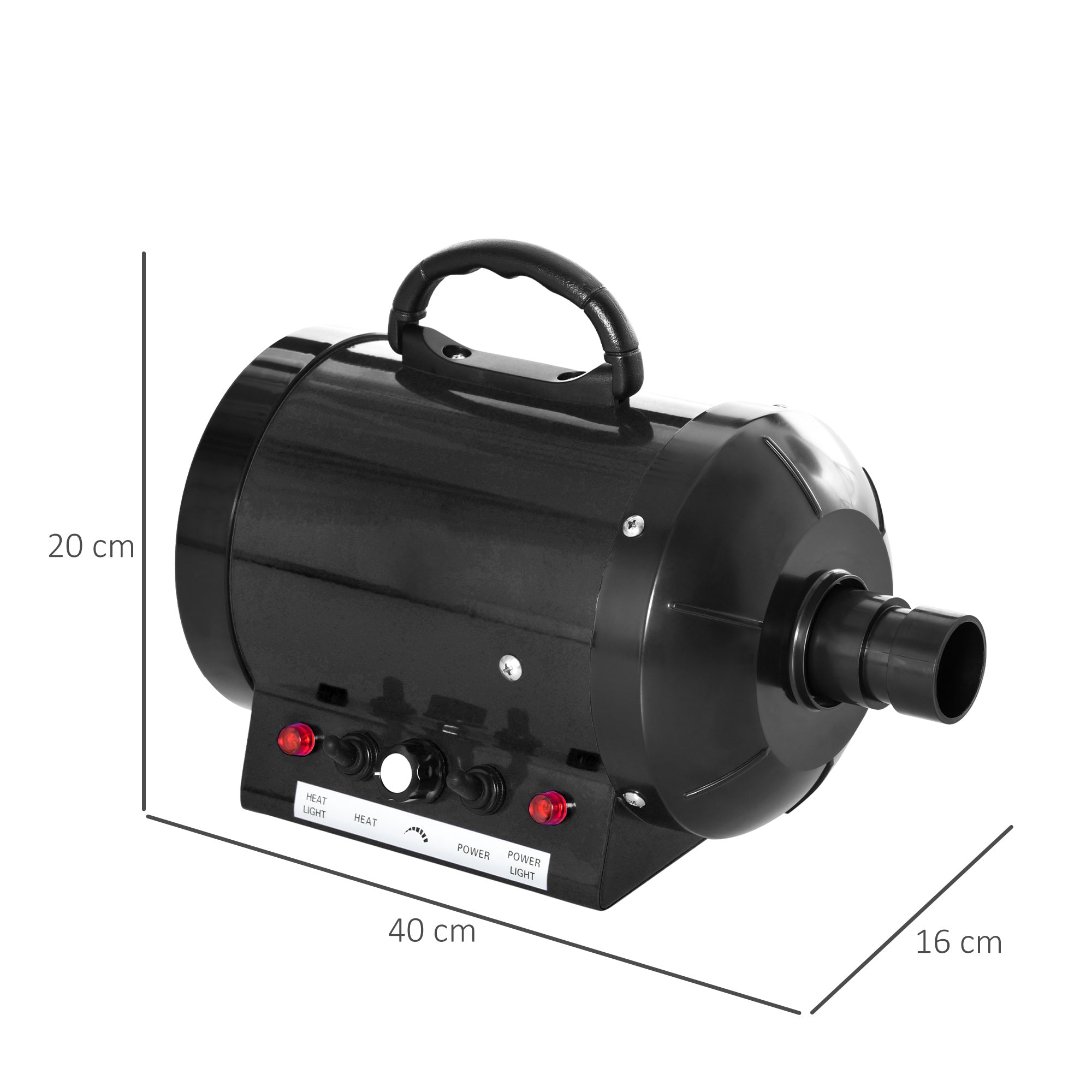 Kozy Dog Hair Dryer Pet Grooming Blaster Dryer Blower Adjustable Temperature Speed with 2.1M Flexible Hose 3 Nozzles - Black