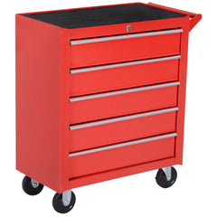 Kozy 5-Drawer Tool Box on Wheels 150KG Load Tool Storage Cabinet with EVA Pad, Red