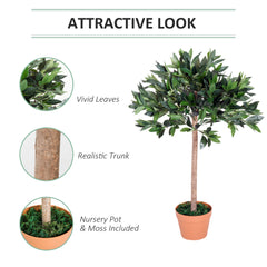 Outsunny 3ft Faux Olive Tree, Lifelike Indoor Plant, Decorative Greenery, in Orange Pot